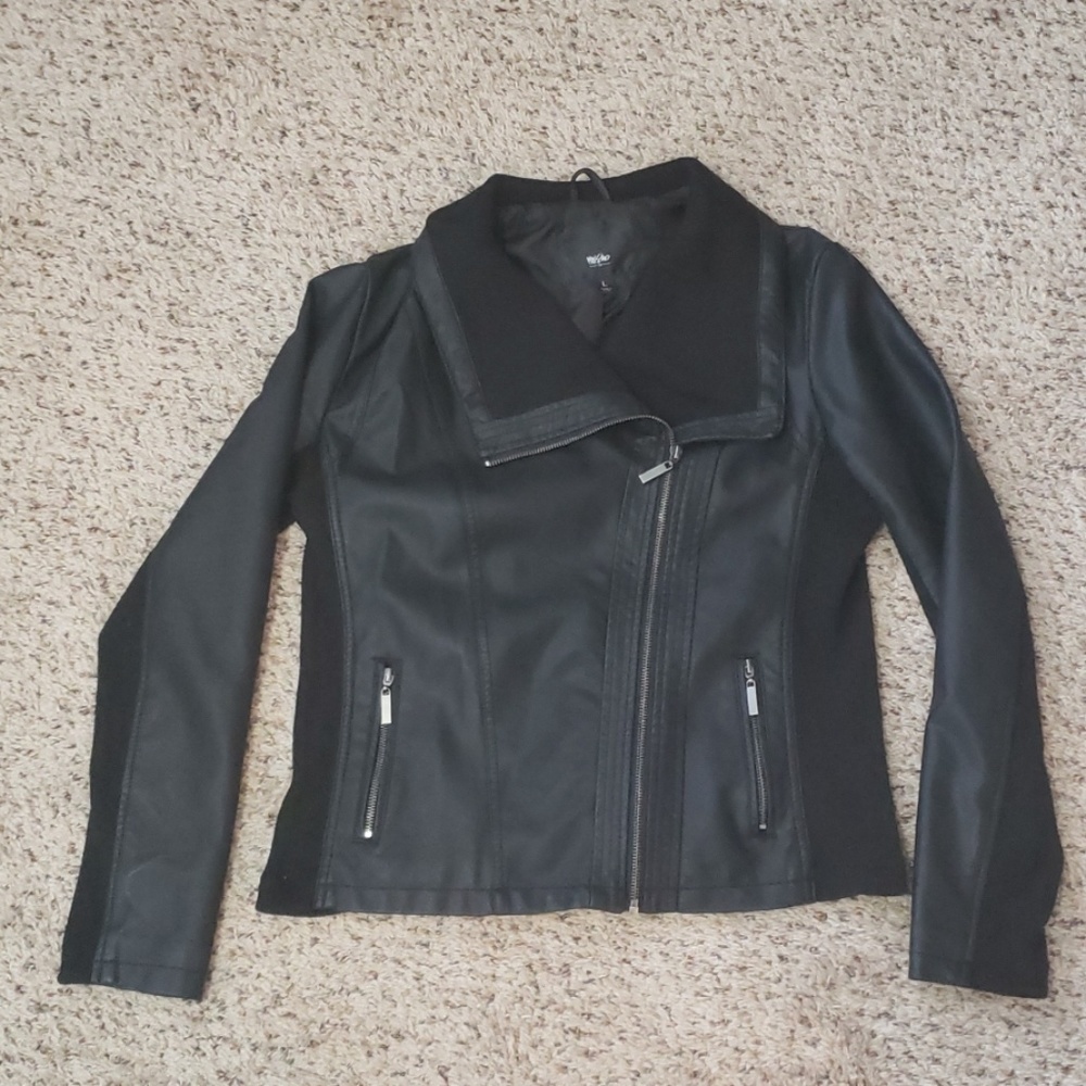 Black Faux Leather Jacket Size Large